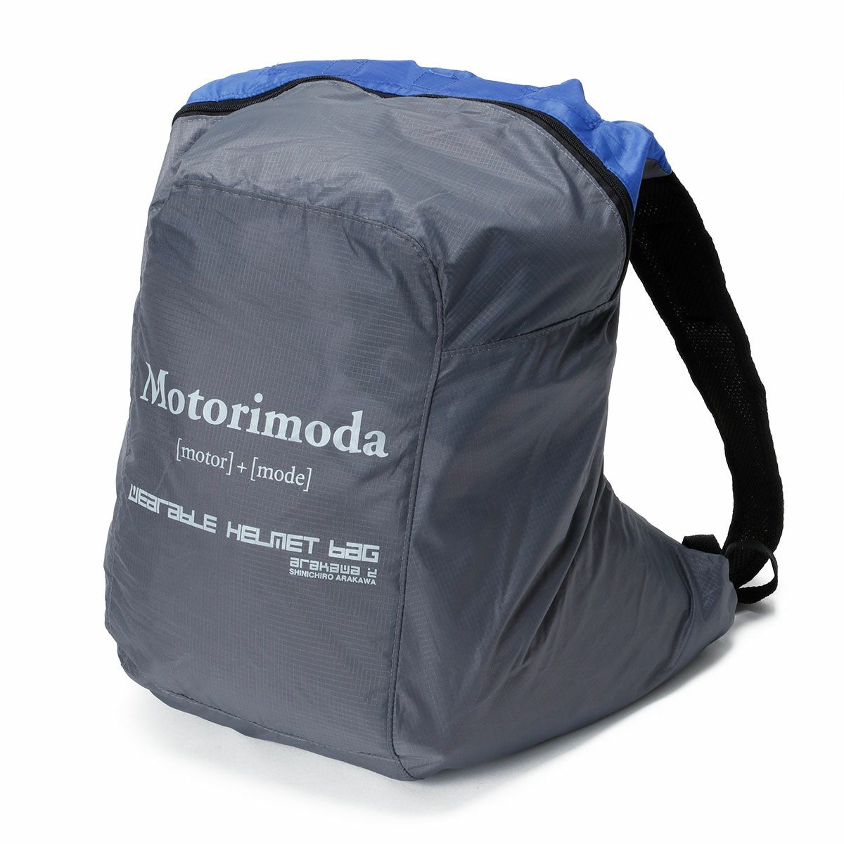 SHINICHIRO ARAKAWA｜ウェアラブルバッグ ”Bozzolo” Edizione Motorimoda（ボッツォロ エディツィオーネ モトーリモーダ）｜バックパック｜グレー×ブルー