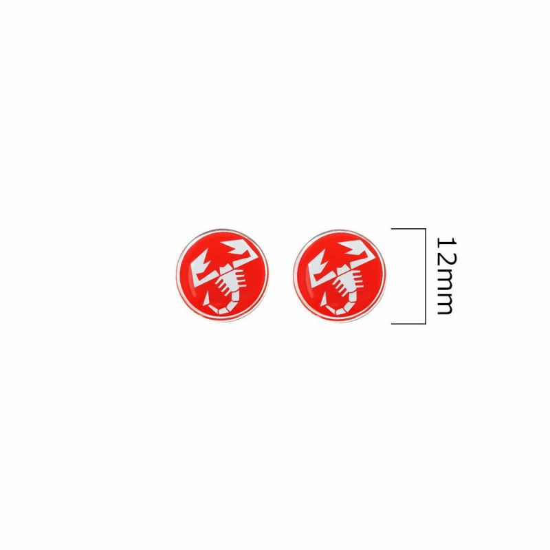 Abarth｜アバルト 3D SCORPIONE 12mm ラウンド ステッカー (2個セット)｜レッド