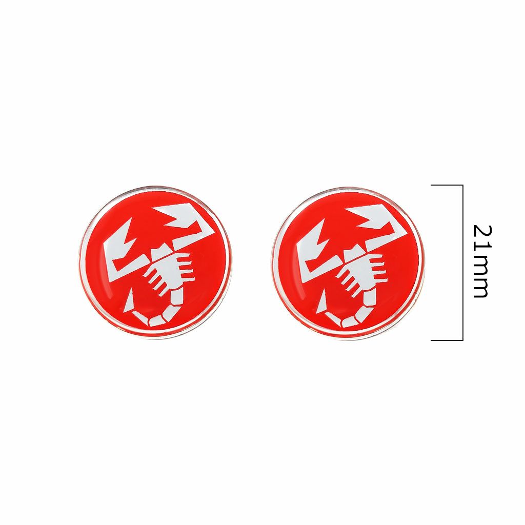 Abarth｜アバルト 3D SCORPIONE 21mm ラウンド ステッカー (2個セット)｜レッド