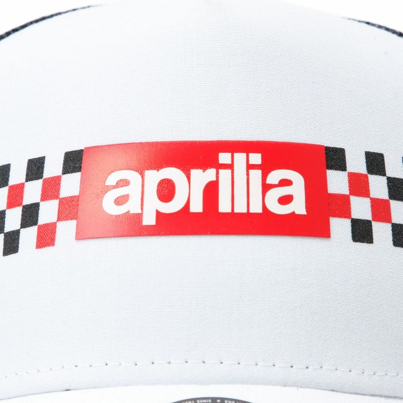 Aprilia｜アプリリア NewEra チェッカー プリント A-Frame トラッカー キャップ｜帽子｜ホワイト×ブラック