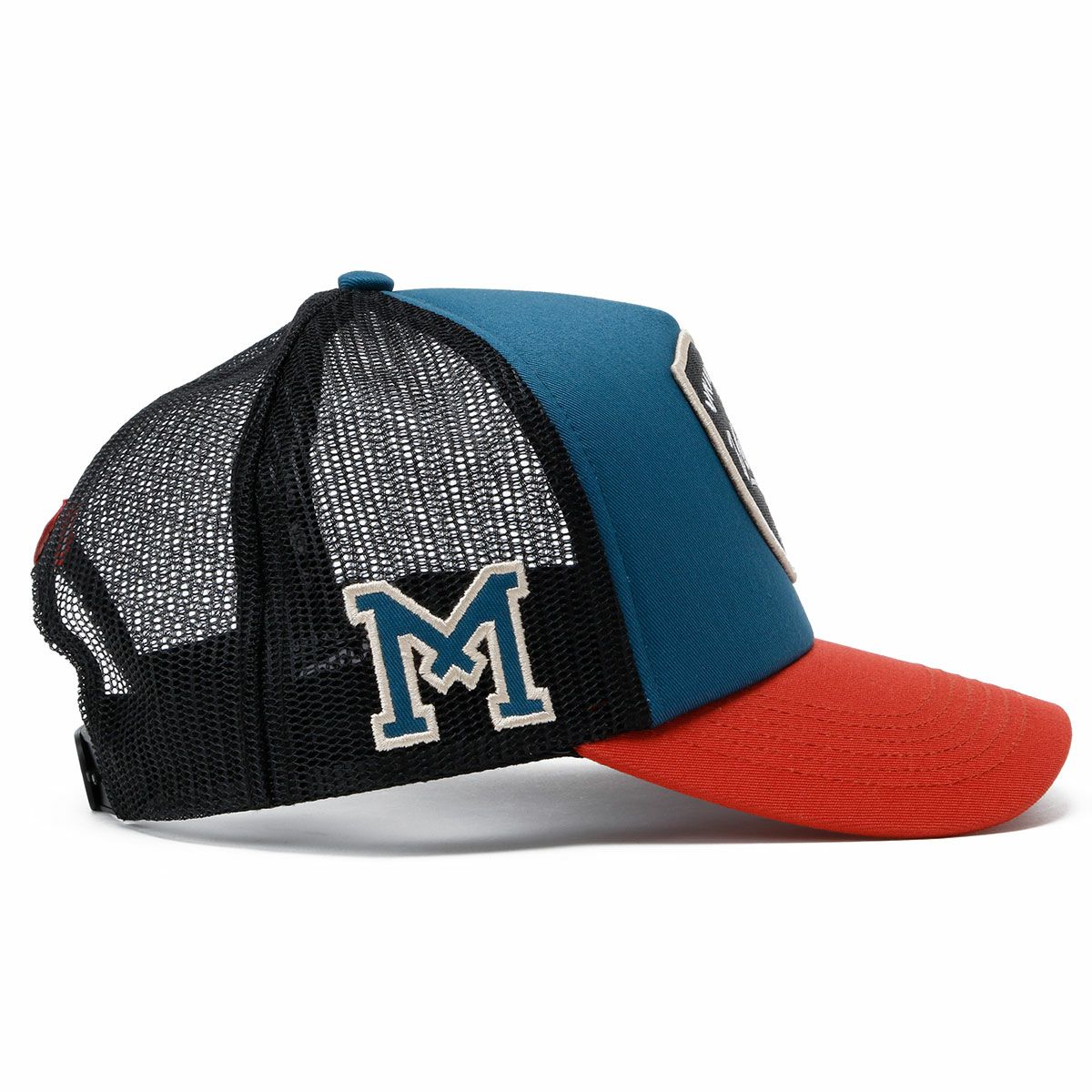 Maria Riding Company｜ユニバーシティ オブ ベロシティ トラッカーキャップ｜帽子｜ブラック×ブルー×レッド