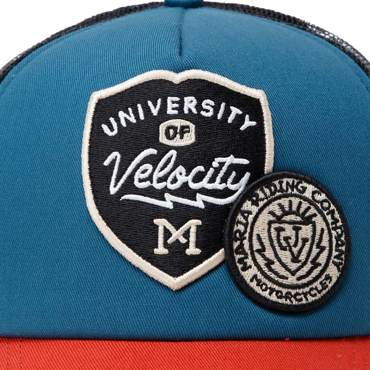 Maria Riding Company｜ユニバーシティ オブ ベロシティ トラッカーキャップ｜帽子｜ブラック×ブルー×レッド
