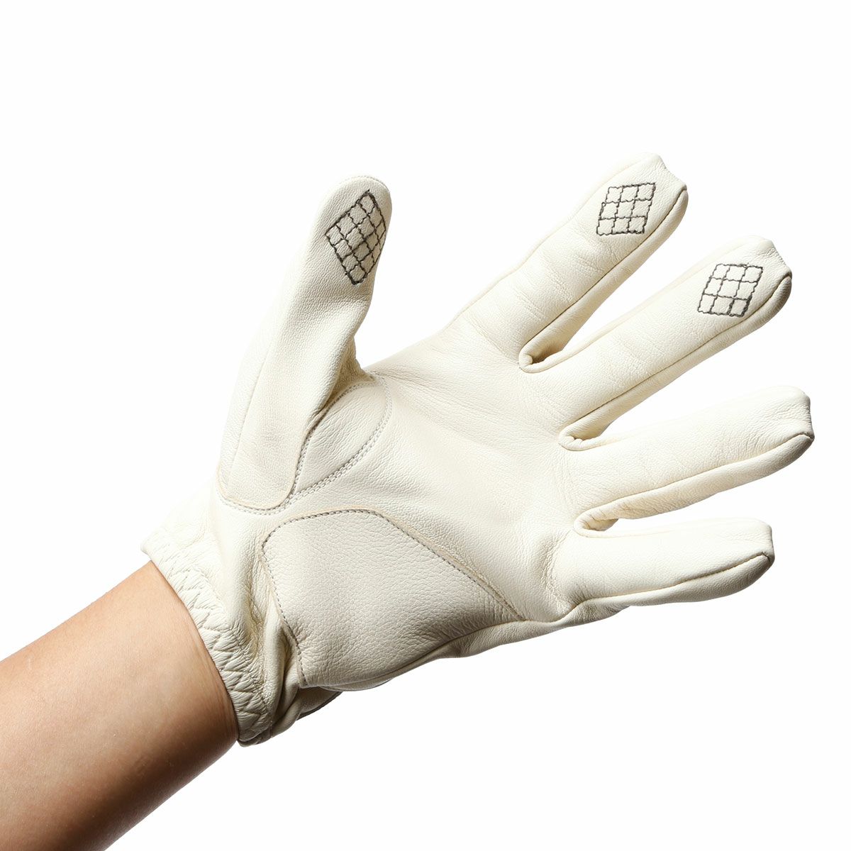 56design｜レザー ライディング グローブ｜3シーズン｜アイボリー｜モデル着用