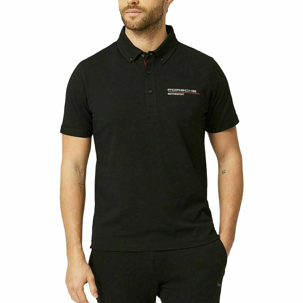 PORSCHE｜ポルシェ FW ポロシャツ｜ブラック｜モデル着用