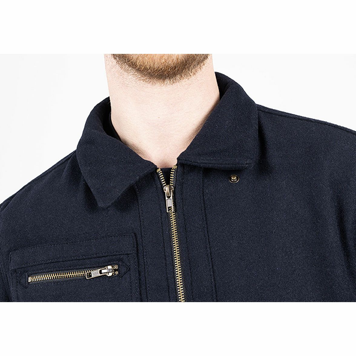 John Doe｜エスケープ ウール ジャケット｜ファブリックJohn Doe｜エスケープ ウール ジャケット｜ファブリック｜ネイビー｜モデル着用