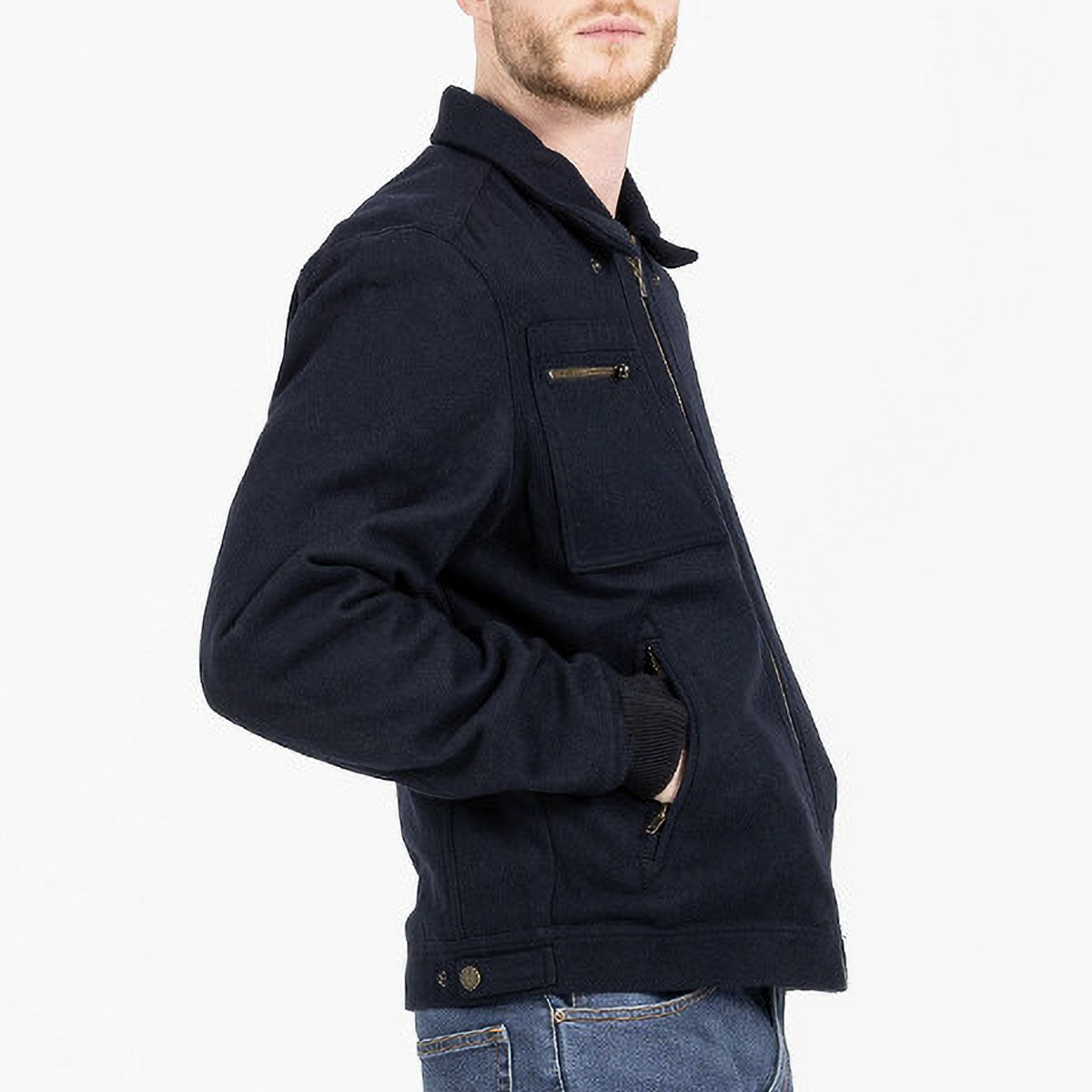 John Doe｜エスケープ ウール ジャケット｜ファブリックJohn Doe｜エスケープ ウール ジャケット｜ファブリック｜ネイビー｜モデル着用