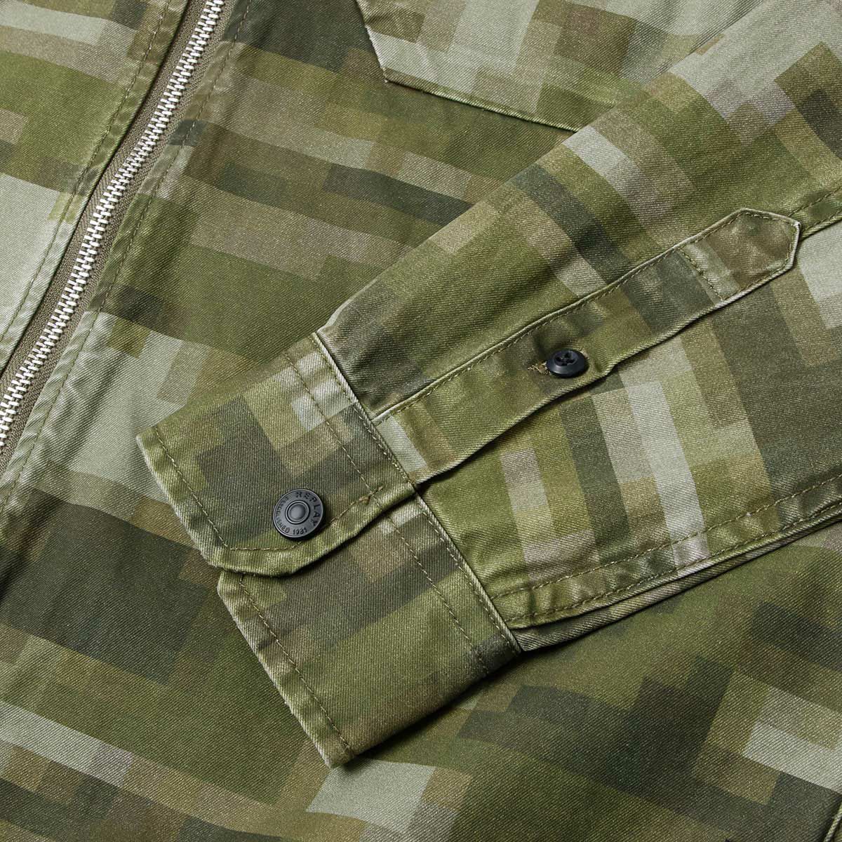 Replay｜デジタルカモ コットンツイル フルジップ シャツ｜デジタルミリタリーカモ