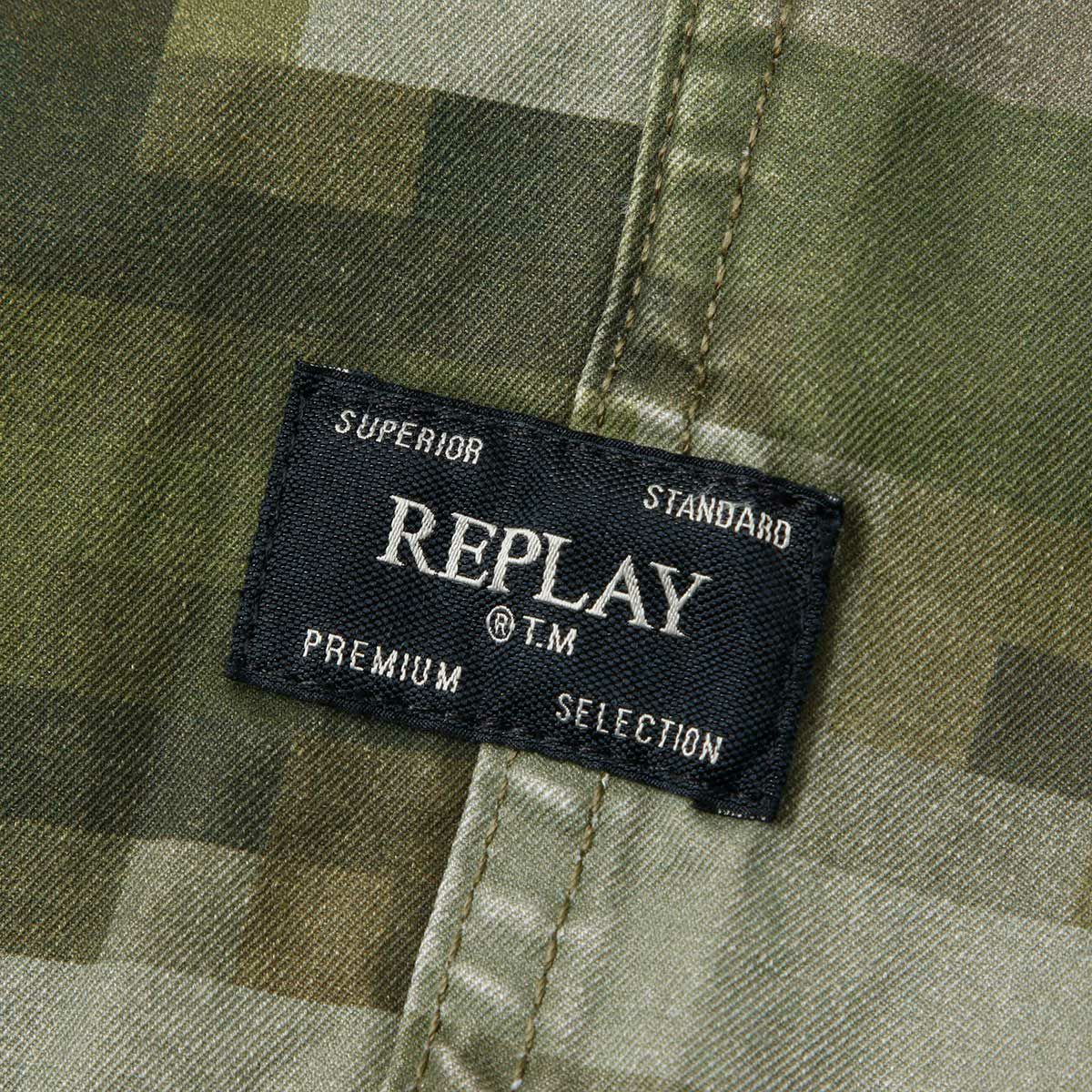 Replay｜デジタルカモ コットンツイル フルジップ シャツ｜デジタルミリタリーカモ