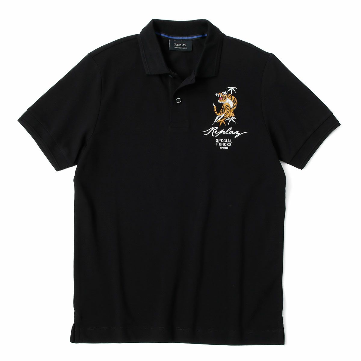 Replay｜タイガーグラフィック ポロシャツ｜ブラック