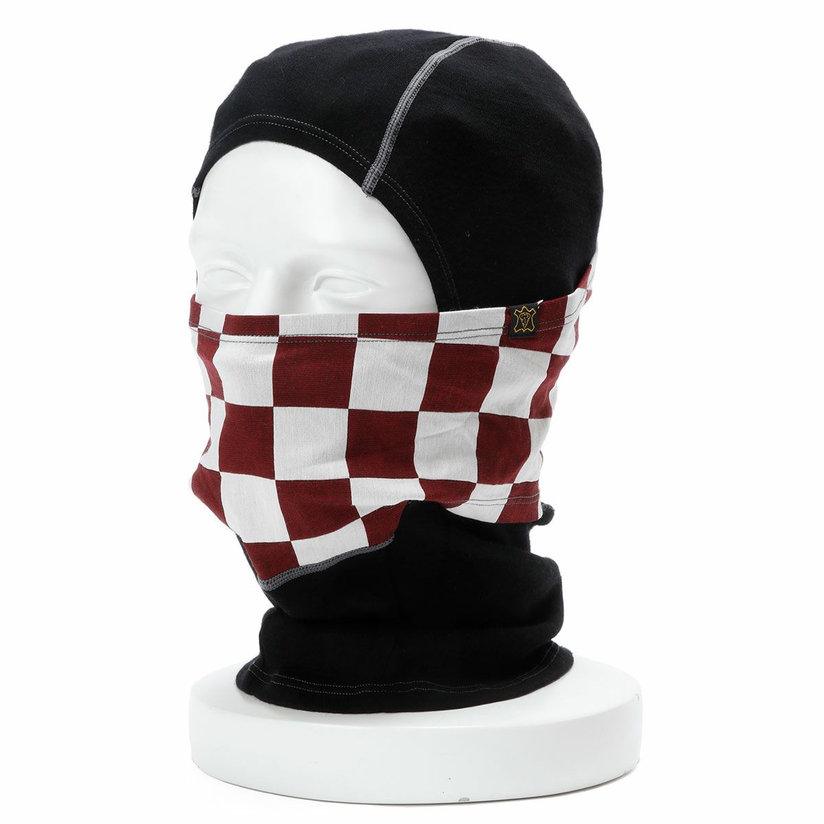 Goldtop｜メリノウール バラクラバ｜ネックカバー｜レッド×ホワイト