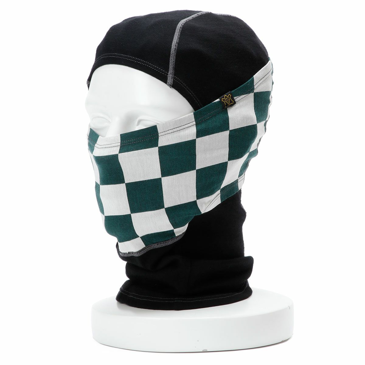 Goldtop｜メリノウール バラクラバ｜ネックカバー｜グリーン×ホワイト