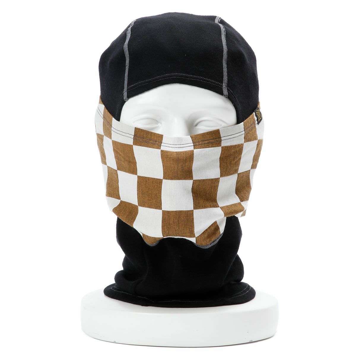 Goldtop｜メリノウール バラクラバ｜ネックカバー｜ゴールド×ホワイト｜着用