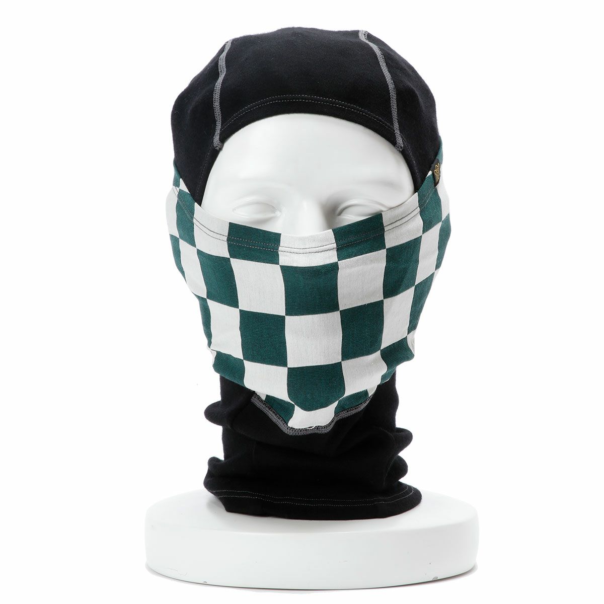 Goldtop｜メリノウール バラクラバ｜ネックカバー｜グリ｜着用ーン×ホワイト