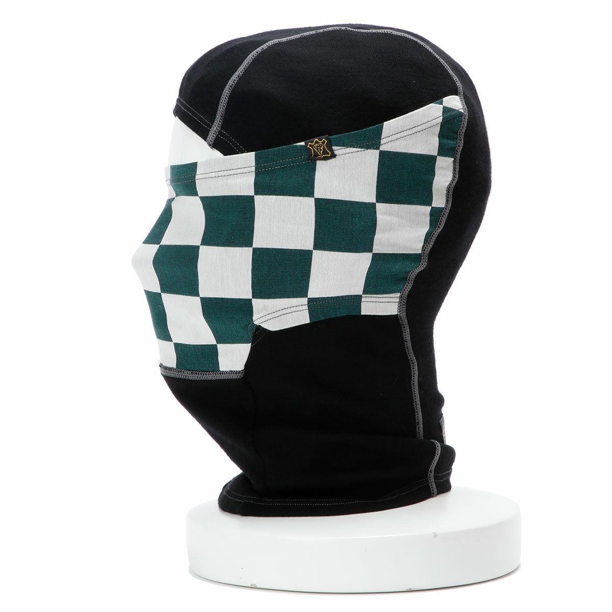 Goldtop｜メリノウール バラクラバ｜ネックカバー｜グリ｜着用ーン×ホワイト