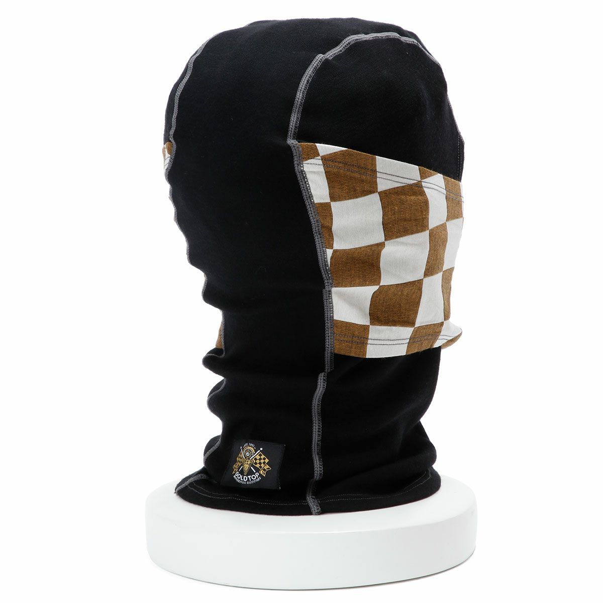 Goldtop｜メリノウール バラクラバ｜ネックカバー｜ゴールド×ホワイト｜着用