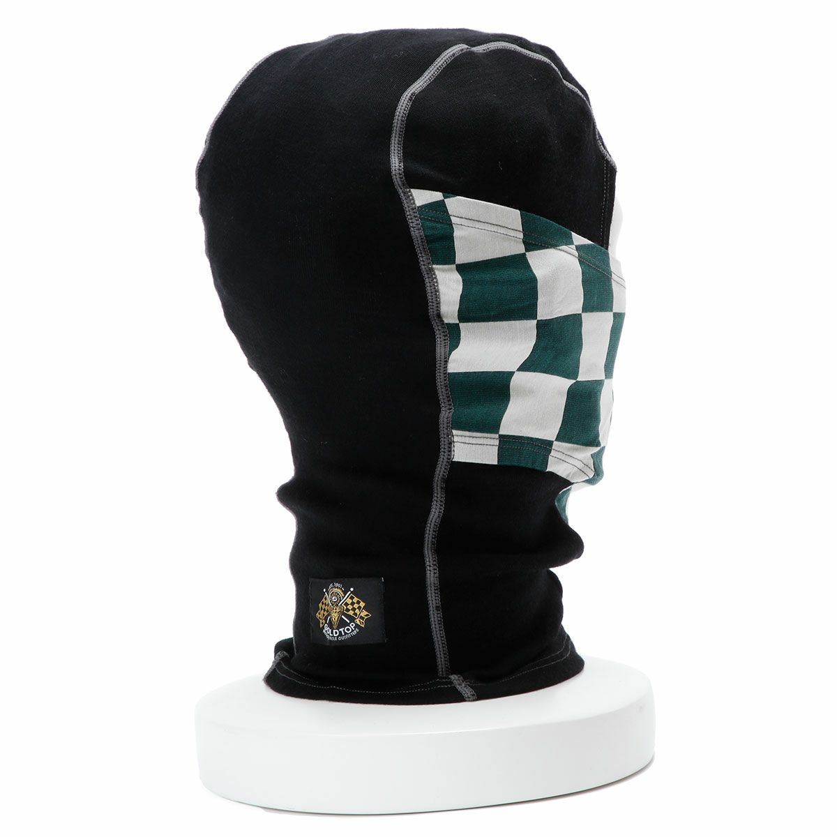 Goldtop｜メリノウール バラクラバ｜ネックカバー｜グリ｜着用ーン×ホワイト