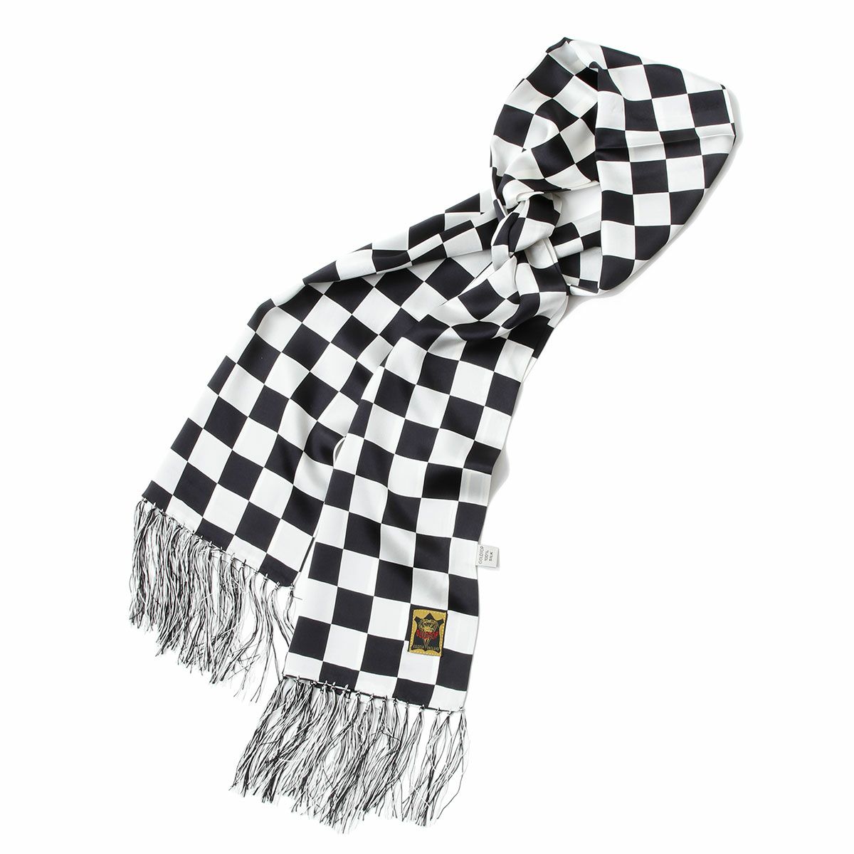 Goldtop｜シルクスカーフ｜マフラー・スカーフ｜ブラック×ホワイトチェッカー