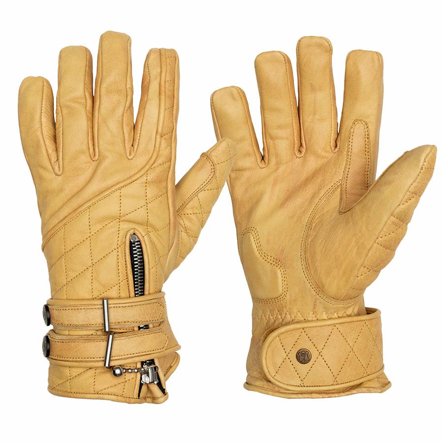 Goldtop｜キルティング カフェレーサー レザーグローブ｜3シーズン｜ワックスタン