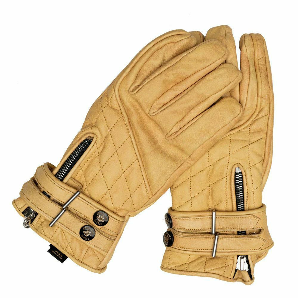 Goldtop｜キルティング カフェレーサー レザーグローブ｜3シーズン｜ワックスタン