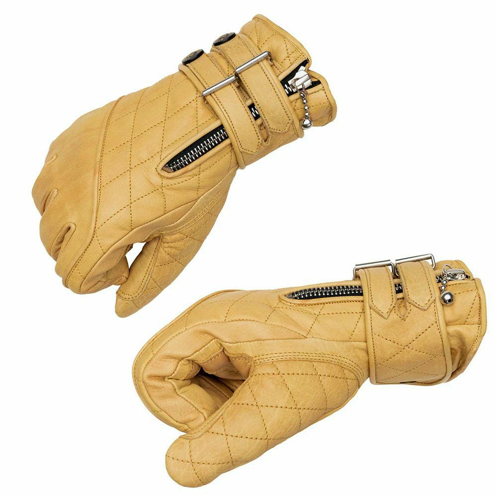 Goldtop｜キルティング カフェレーサー レザーグローブ｜3シーズン｜ワックスタン