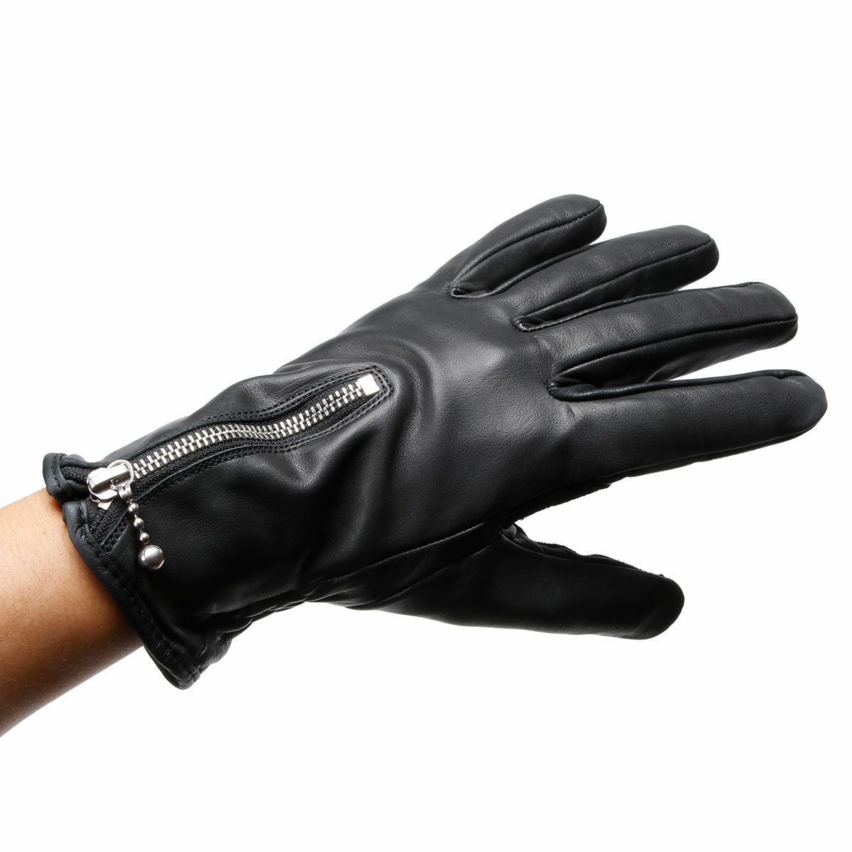 Goldtop｜クルーザー ジップ レザーグローブ｜3シーズン｜ブラック｜モデル着用