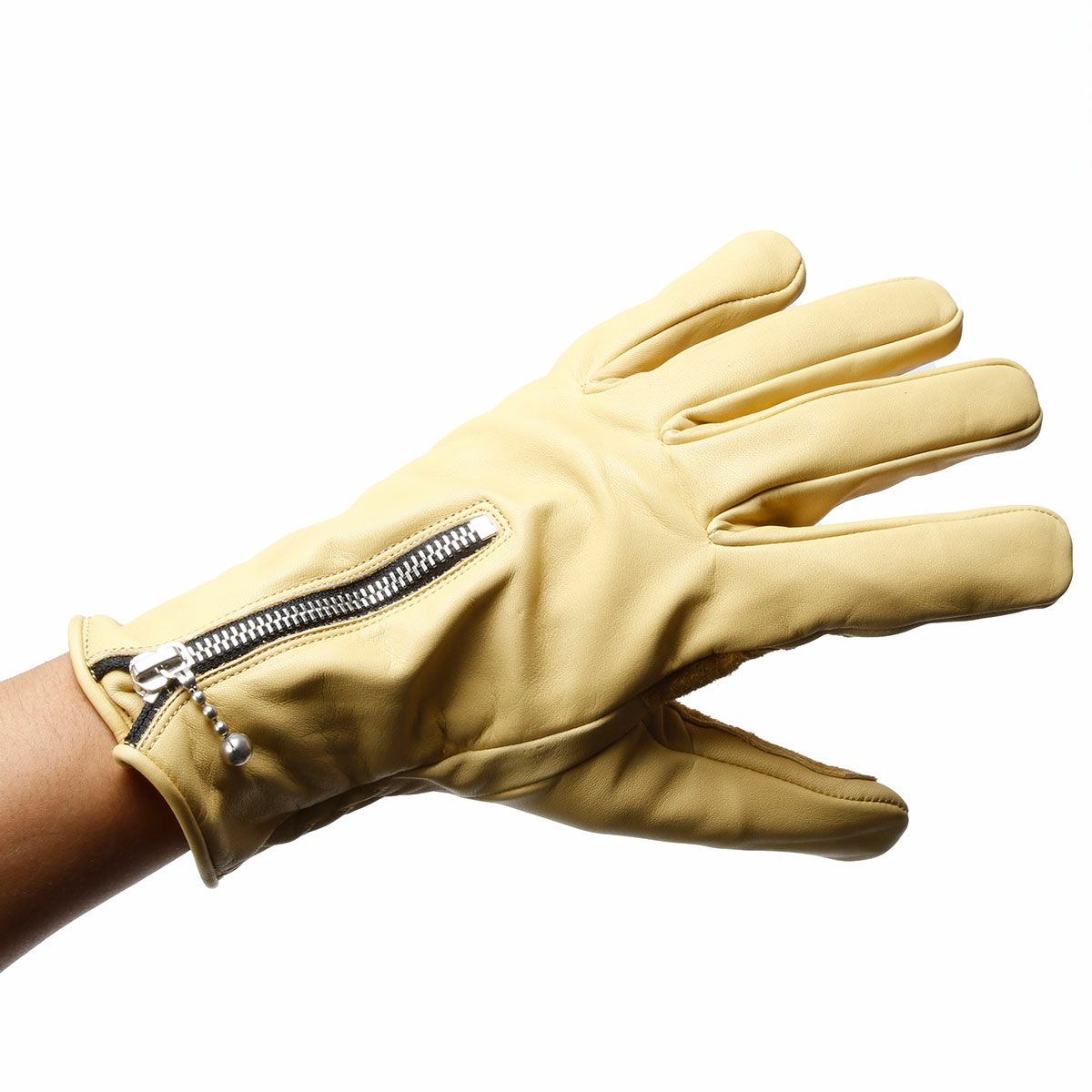 Goldtop｜クルーザー ジップ レザーグローブ｜3シーズン｜タン｜モデル着用