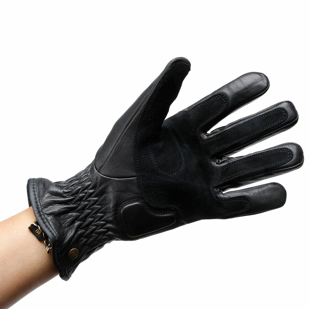 Goldtop｜クルーザー ジップ レザーグローブ｜3シーズン｜ブラック｜モデル着用