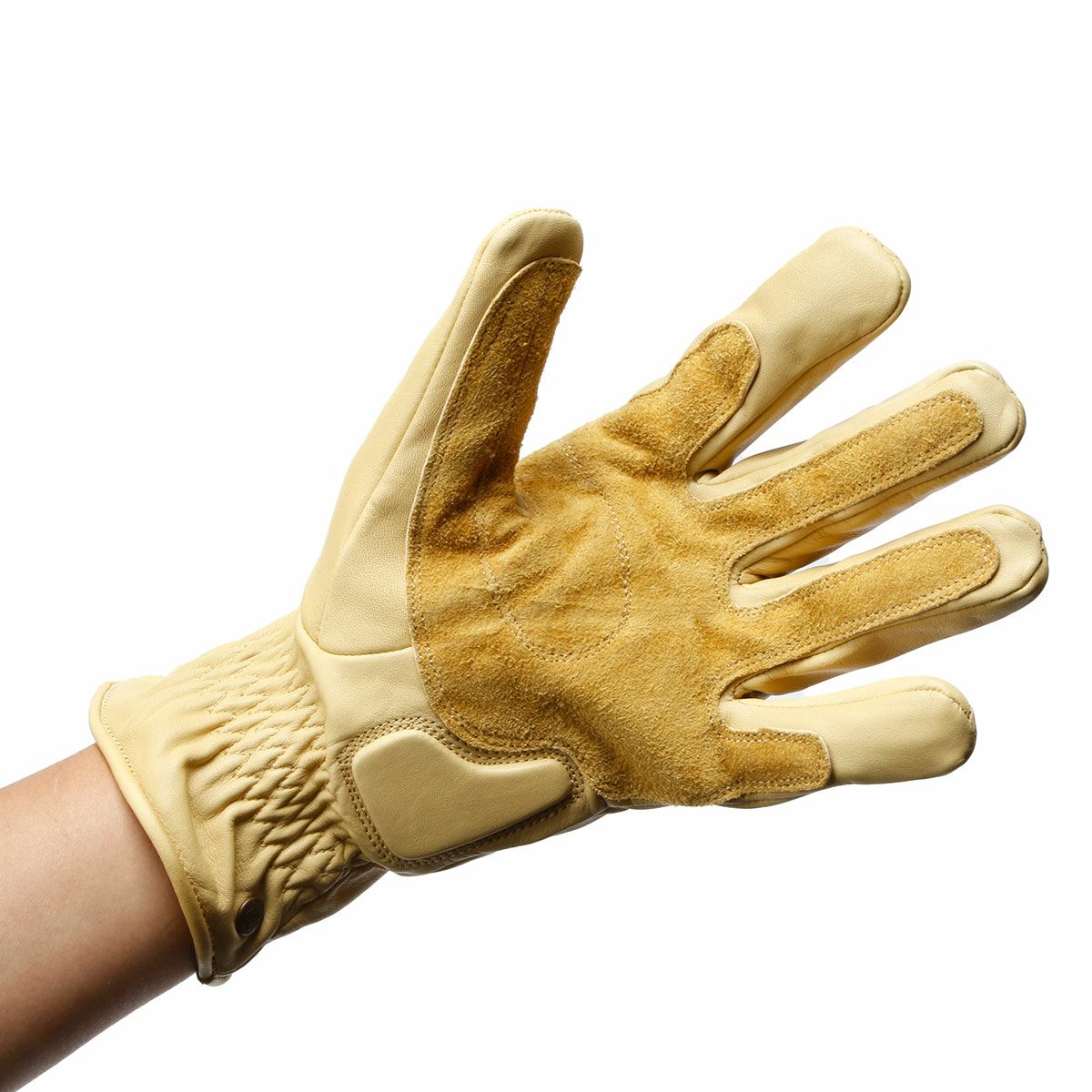 Goldtop｜クルーザー ジップ レザーグローブ｜3シーズン｜タン｜モデル着用