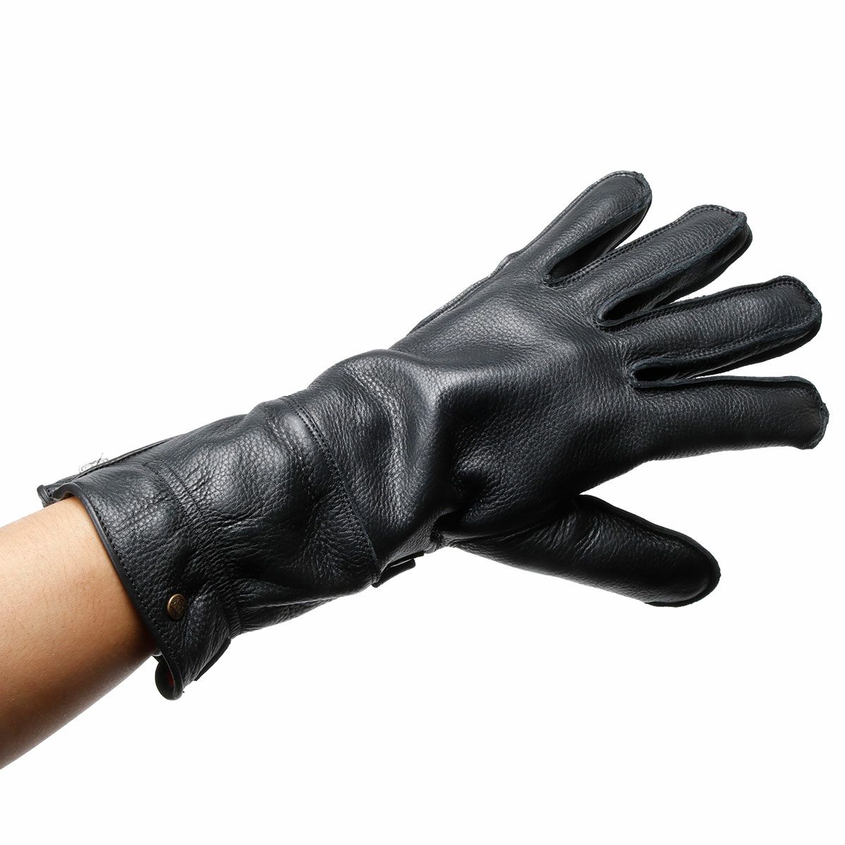 Goldtop｜フリースライン ウィンドストッパー レザーグローブ｜3シーズン｜ブラック｜モデル着用