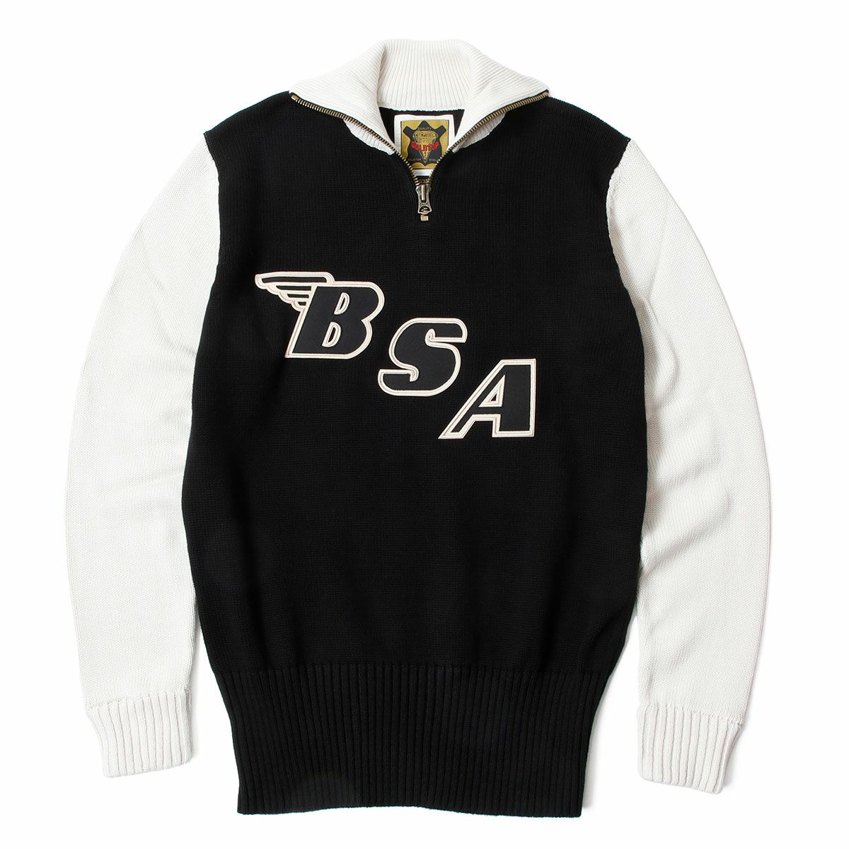 Goldtop｜ゴールドトップ X BSA 1920s スタイル クラシック モーターサイクル レーシング セーター｜ニット｜ブラック×エクリュ