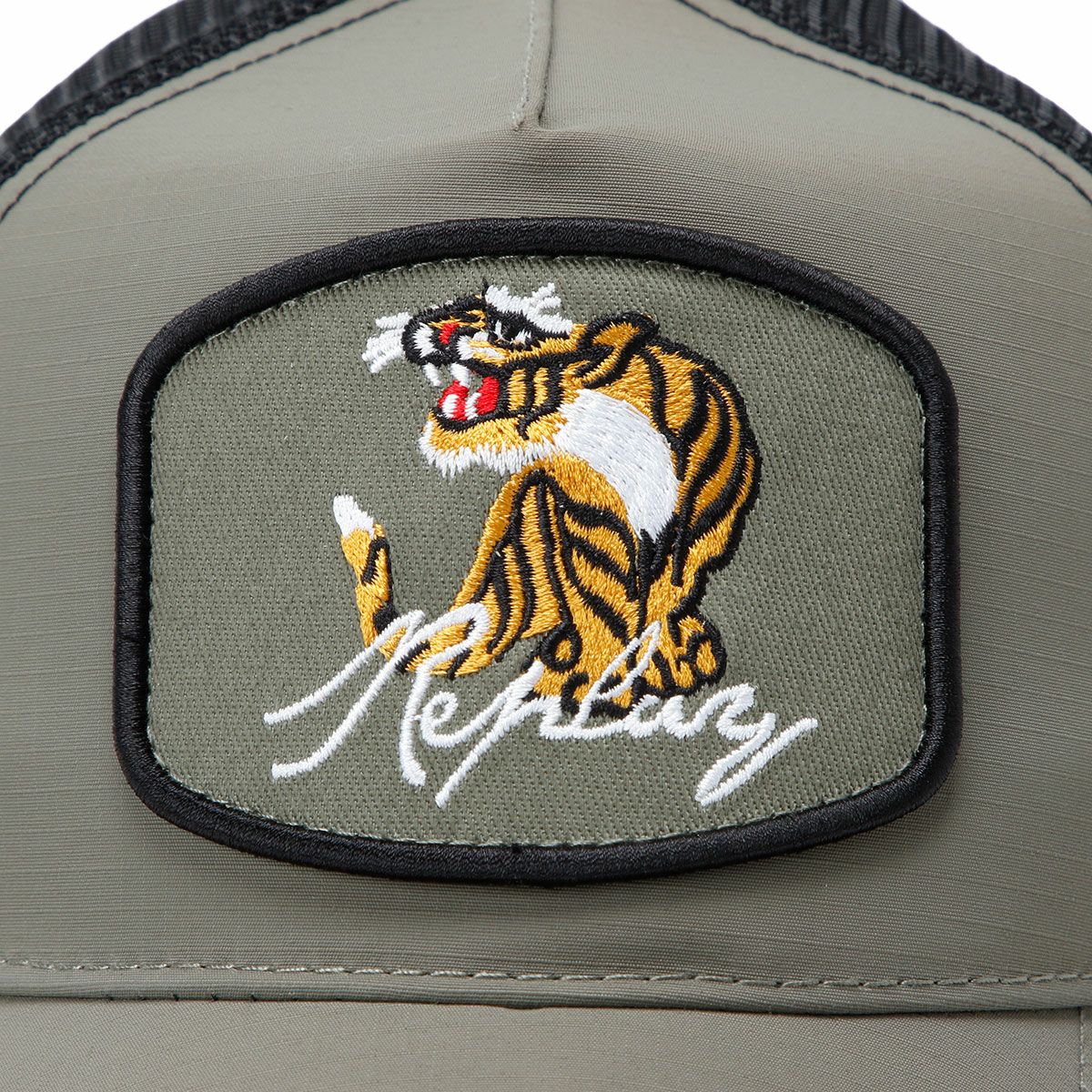 Replay｜リップストップ タイガーロゴ キャップ｜帽子｜ダスティオリーブ