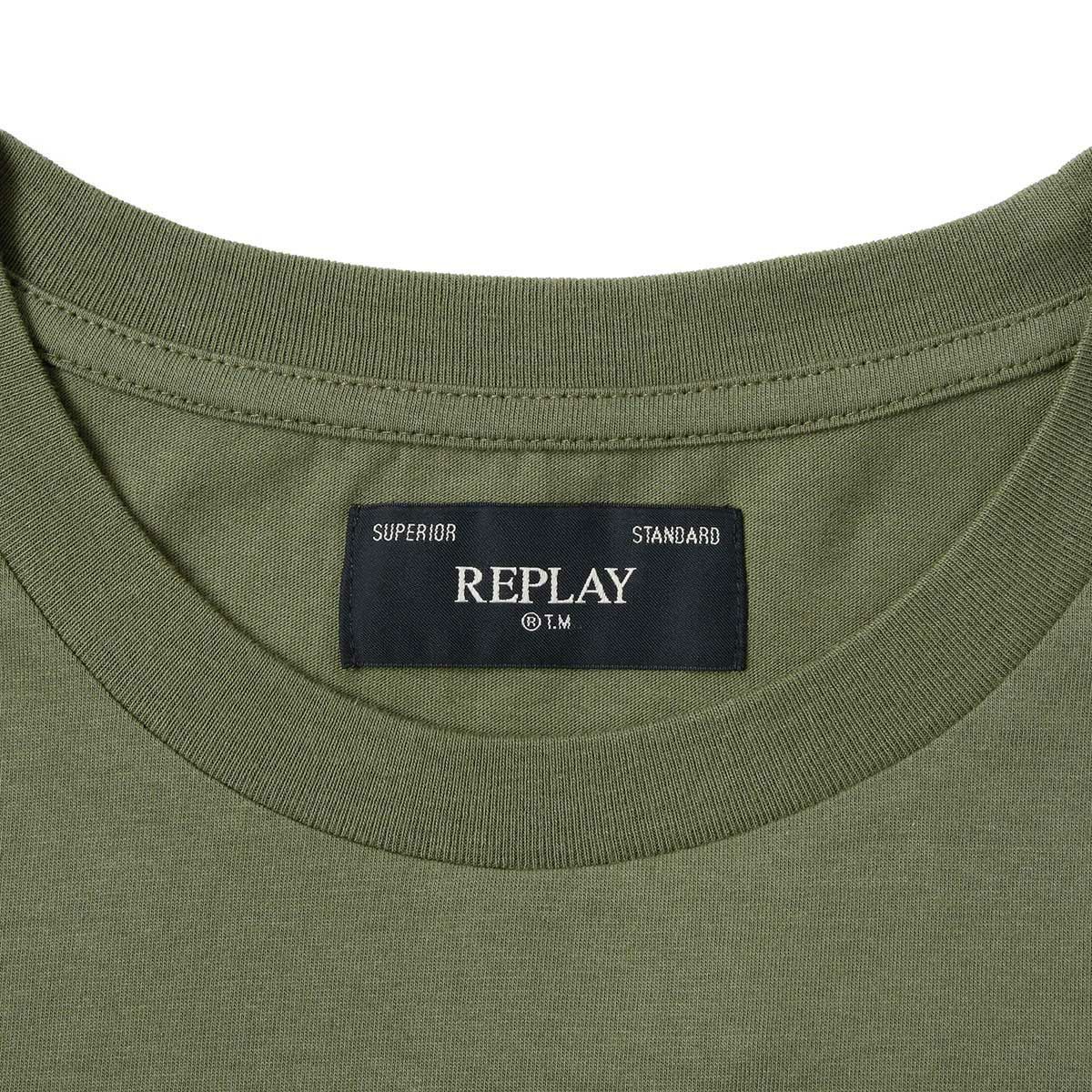 Replay｜カスタム レタリング Tシャツ｜アーミーグリーン
