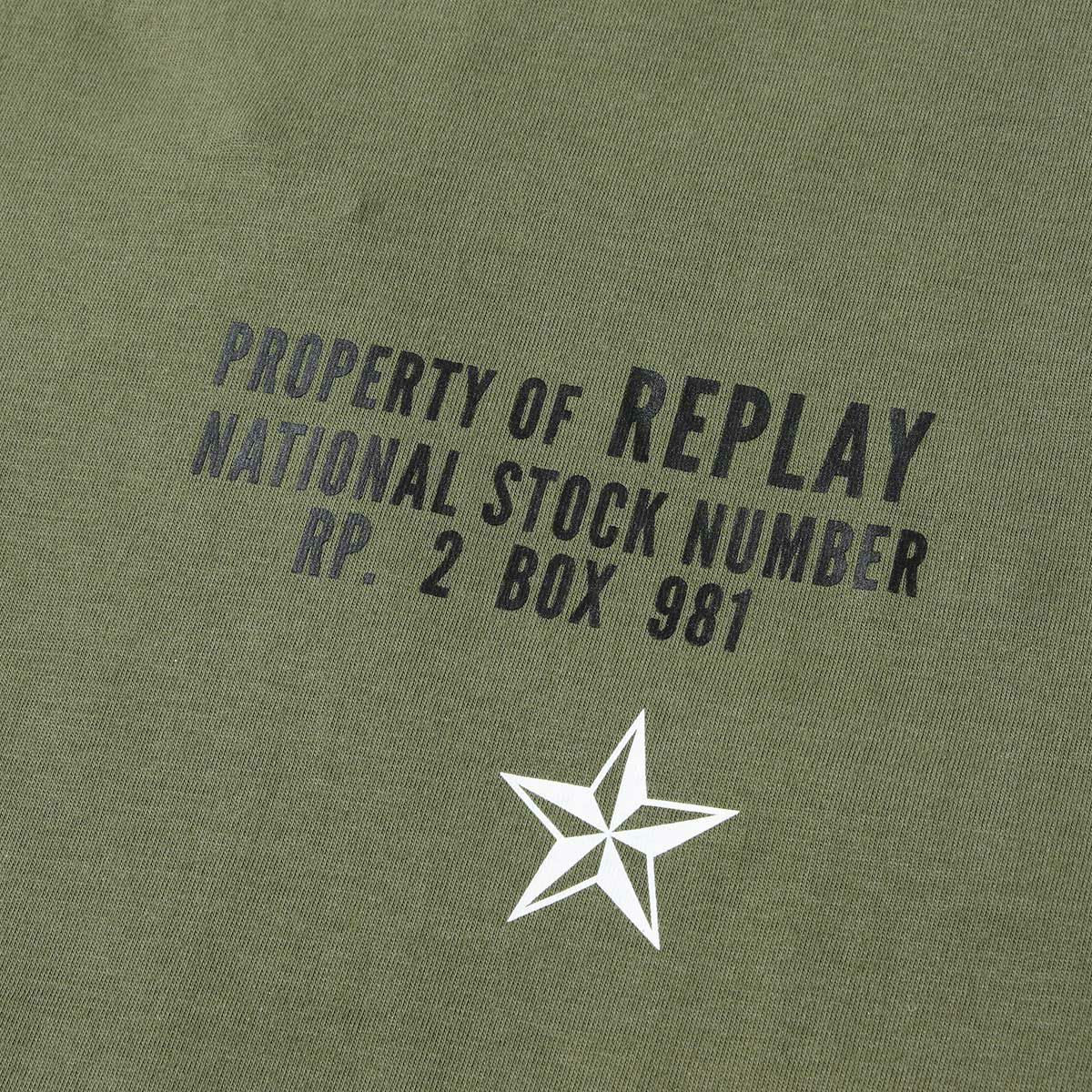 Replay｜カスタム レタリング Tシャツ｜アーミーグリーン