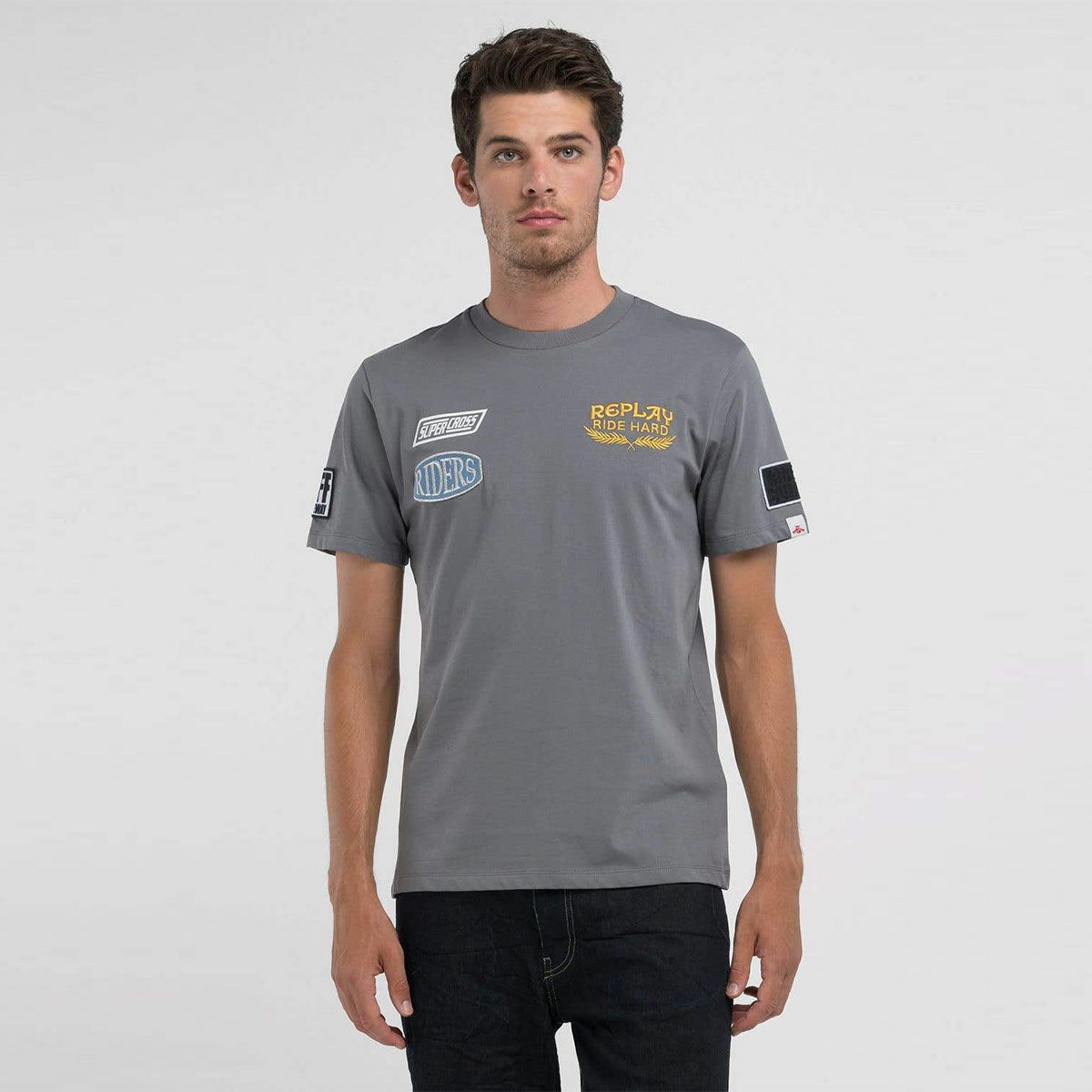Replay｜スーパークロス ライダー グラフィック Tシャツ｜アイアングレー｜モデル着用