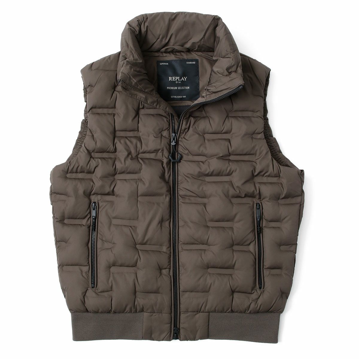 Replay｜エンボス リサイクルファイン ベスト｜ウッドグレー