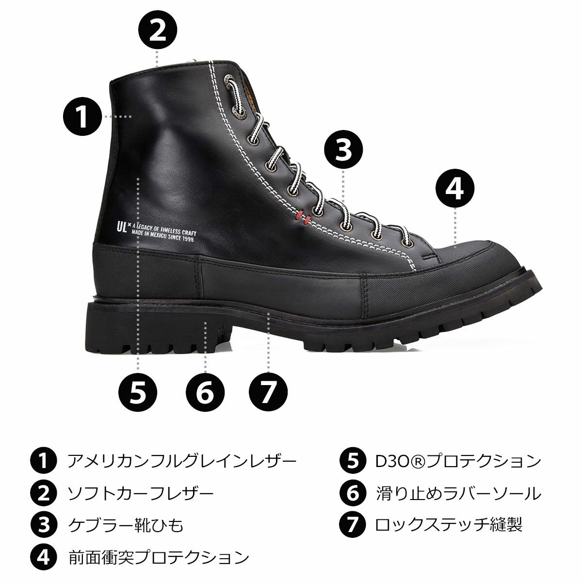 UMBERTO x LUCE｜フィンチ モーターサイクル ブーツ｜ブーツタイプ｜ブラック