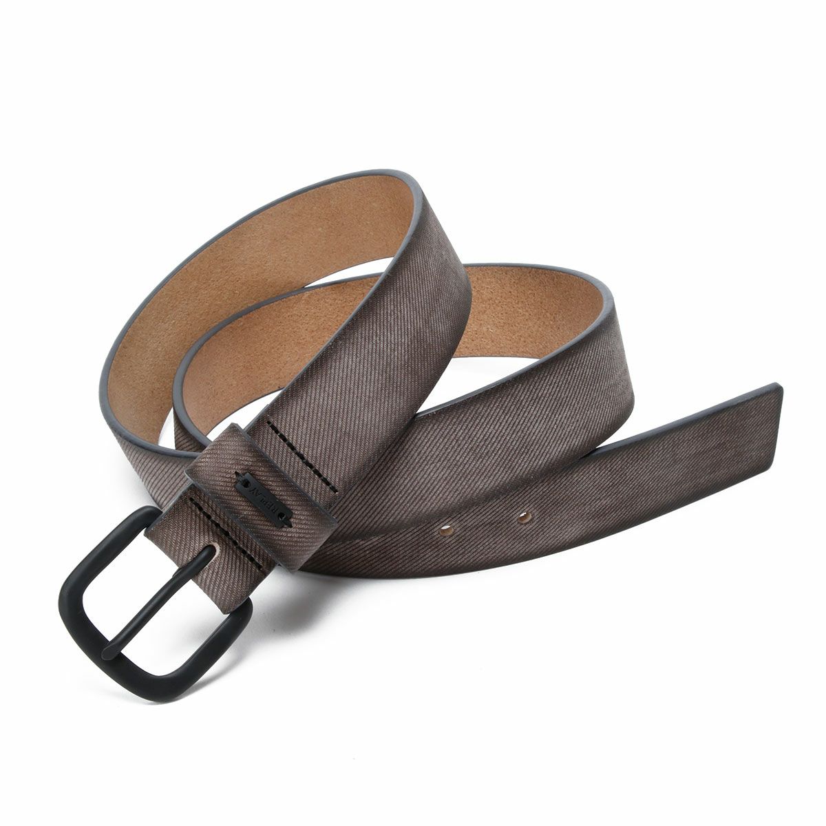 Replay｜デニム エフェクト レザー ベルト｜ブリンドル