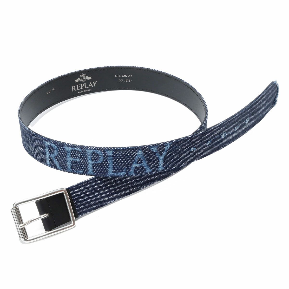 Replay｜ウォッシュ デニム ベルト｜ブルーデニム