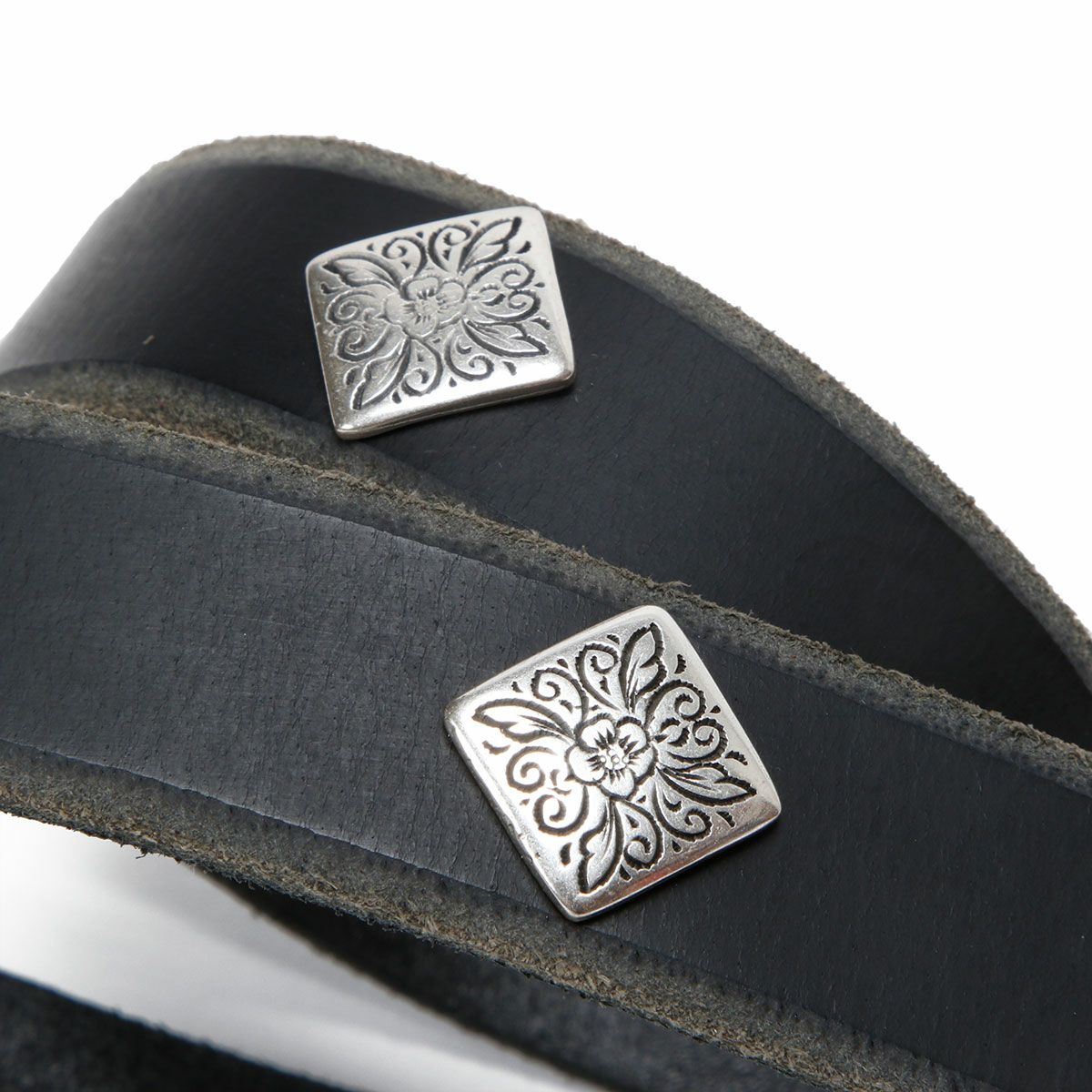 Replay｜メタリックディティール レザー ベルト｜ブラック