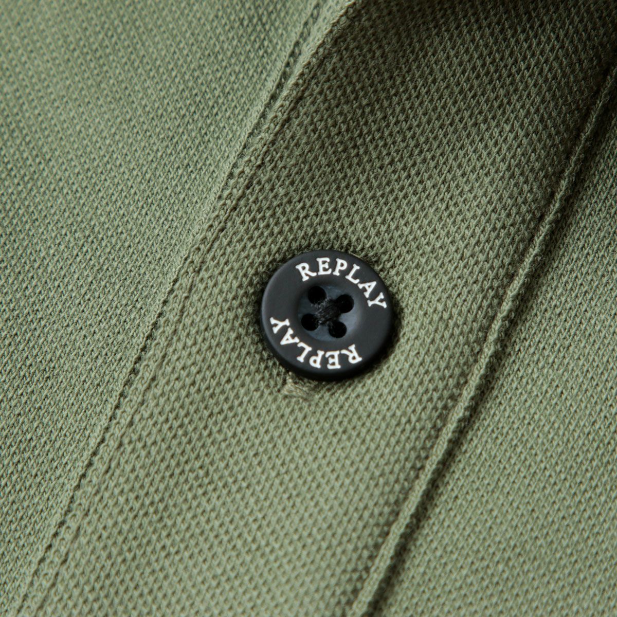 Replay｜ストレッチ コットン ピケ ポロシャツ｜アーミーグリーン