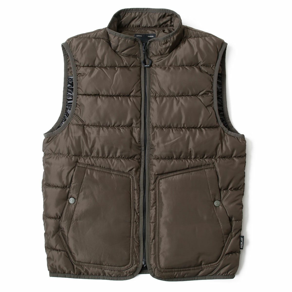 Replay｜ライト ポリ リップストップ ベスト｜マッドグリーン