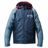 56design｜エクストラ ウォーム フーディー 2｜ファブリック｜ブルーグレー×レッド