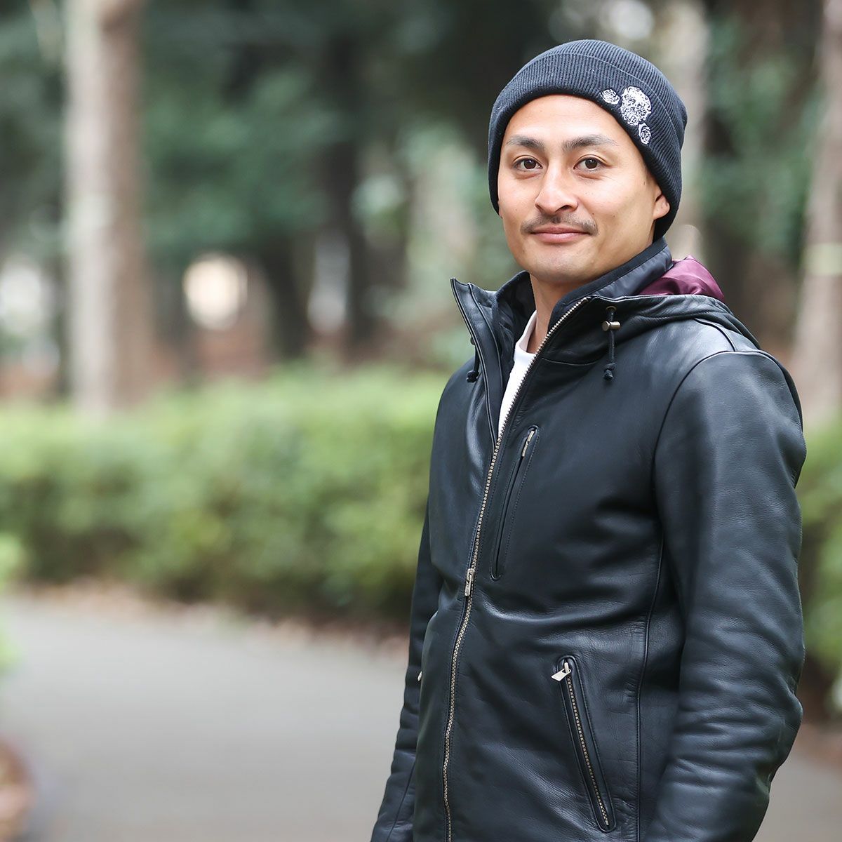 Dark｜ダブルニット｜帽子｜ブラック｜モデル着用