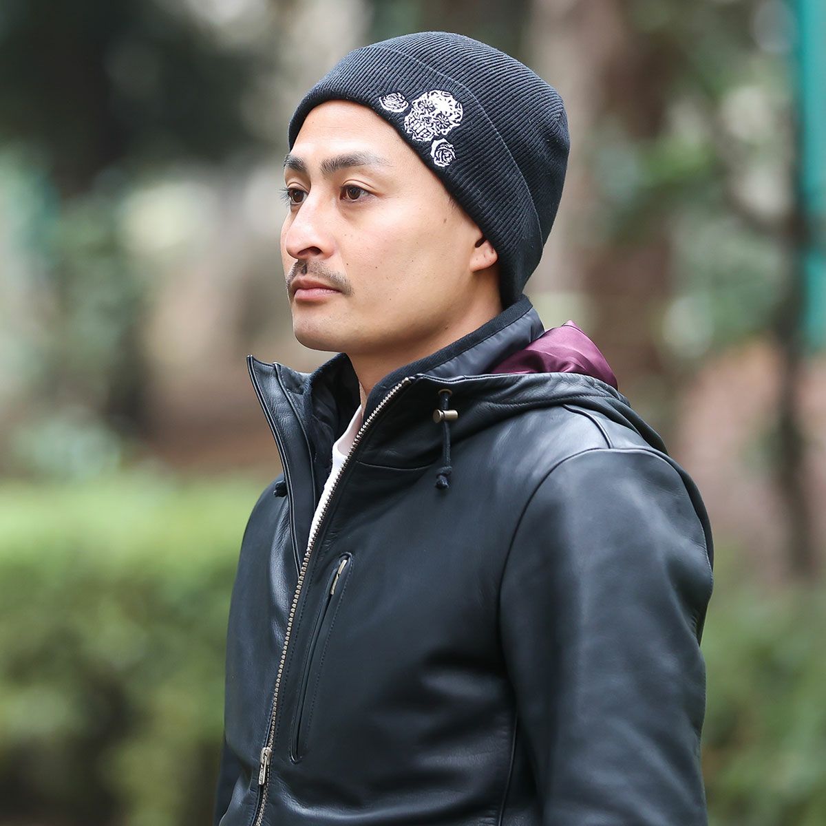 Dark｜ダブルニット｜帽子｜ブラック｜モデル着用