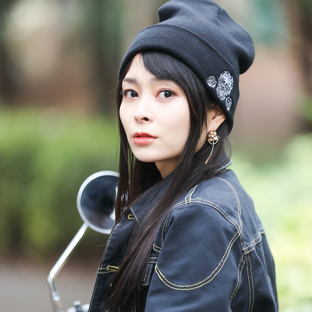 Dark｜ダブルニット｜帽子｜ブラック｜モデル着用