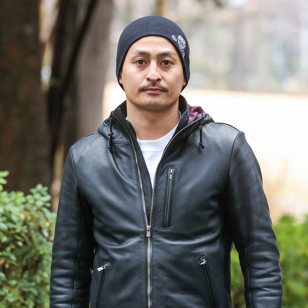 Dark｜シングルニット｜帽子｜ブラック｜モデル着用