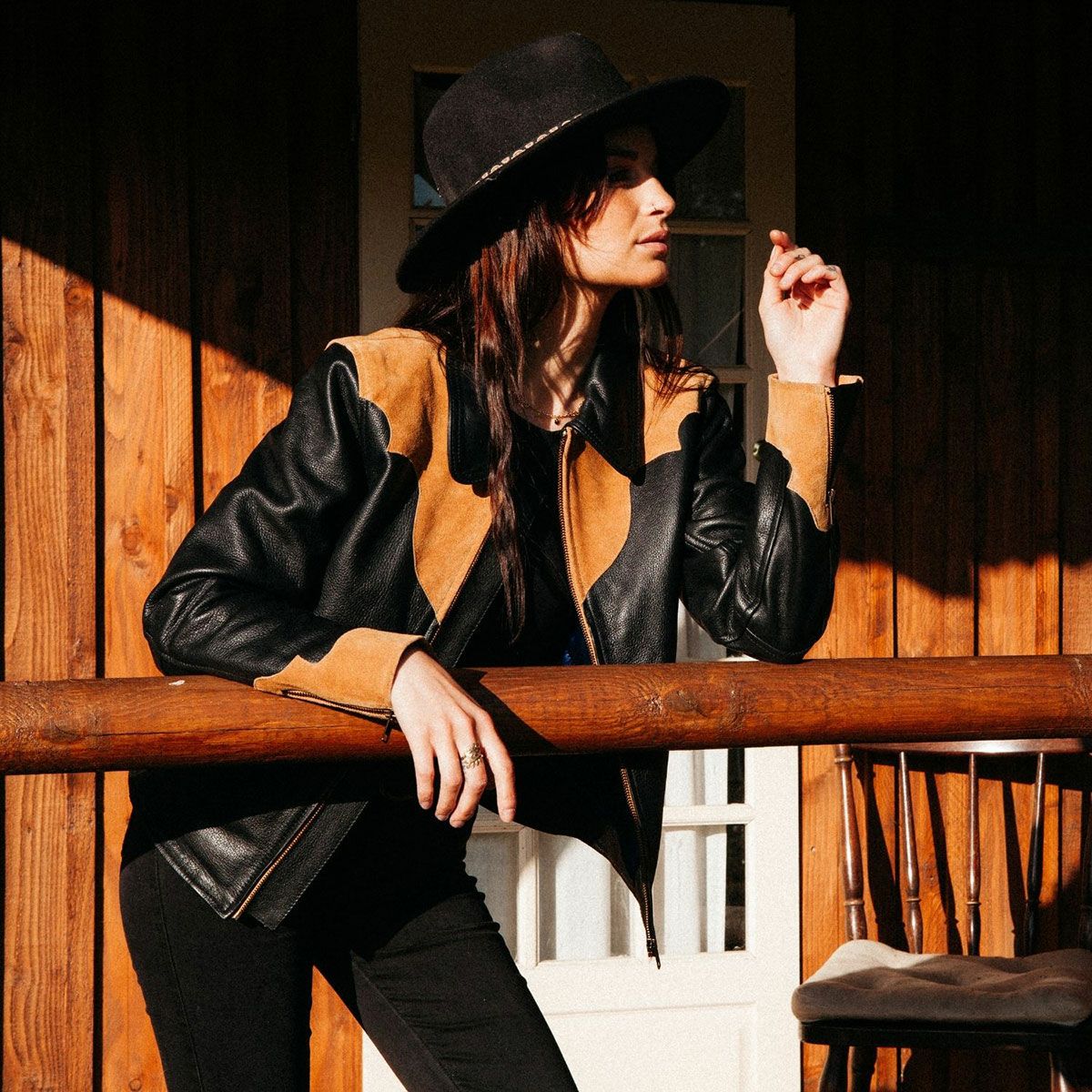 WILDUST｜アリゾナ レザー ジャケット｜ブラック｜モデル着用