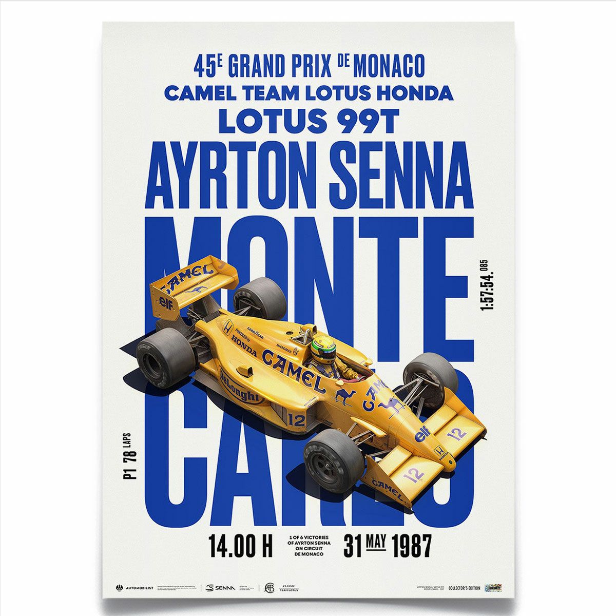 アイルトン・セナ ロータス 99T 1987 モナコGP 30 YEARS OF LEGACY リミテッド ポスター |  モトーリモーダ公式オンラインショップ