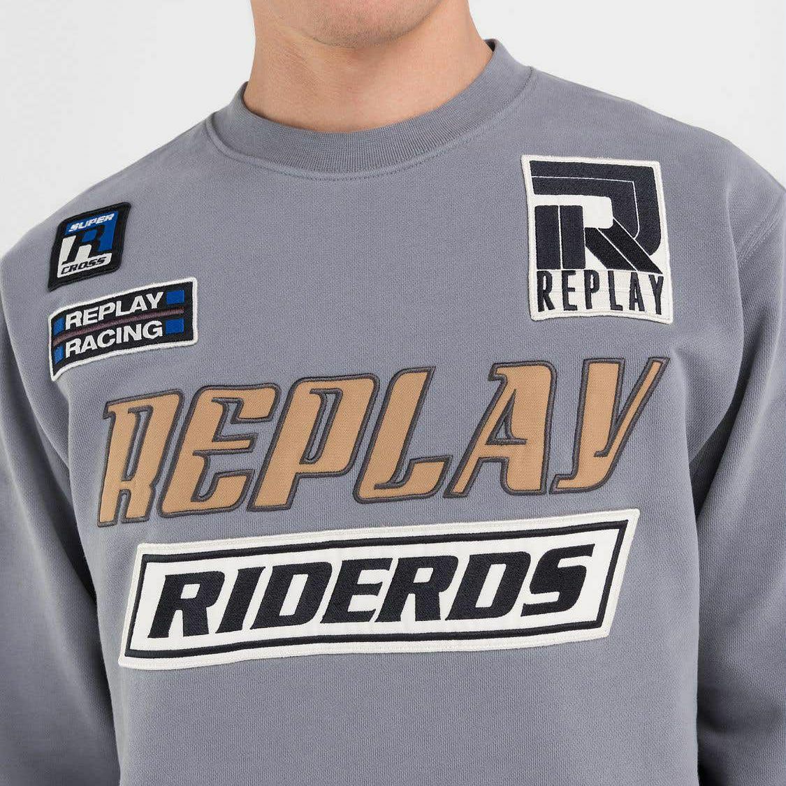 Replay｜ピーチハンド コットン フリース スウェット｜リードグレー