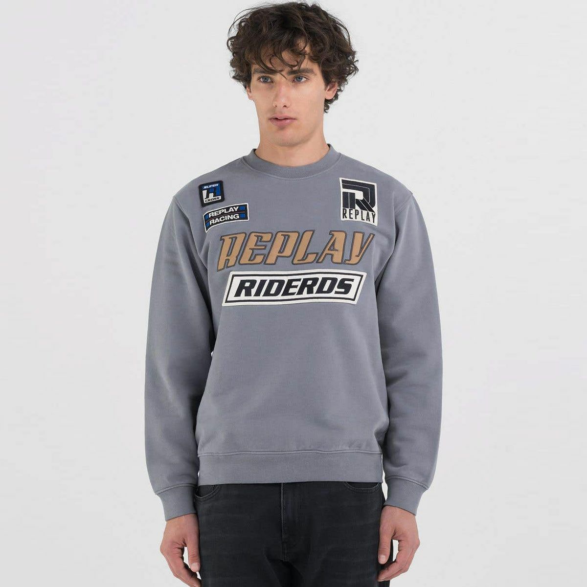 Replay｜ピーチハンド コットン フリース スウェット｜リードグレー